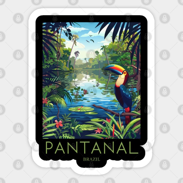 A Pop Art Travel Print of Pantanal - Brazil Sticker by Studio Red Koala